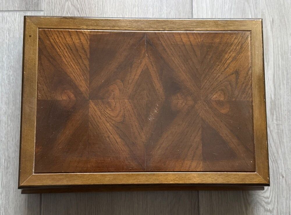 VINTAGE Wooden Jewelry Box Dressing Box Storage Case by Jay Import Co.